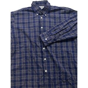 Ping Collection Button Up Long Sleeve Collared Shirt Men's Size MediumPlaid Blue